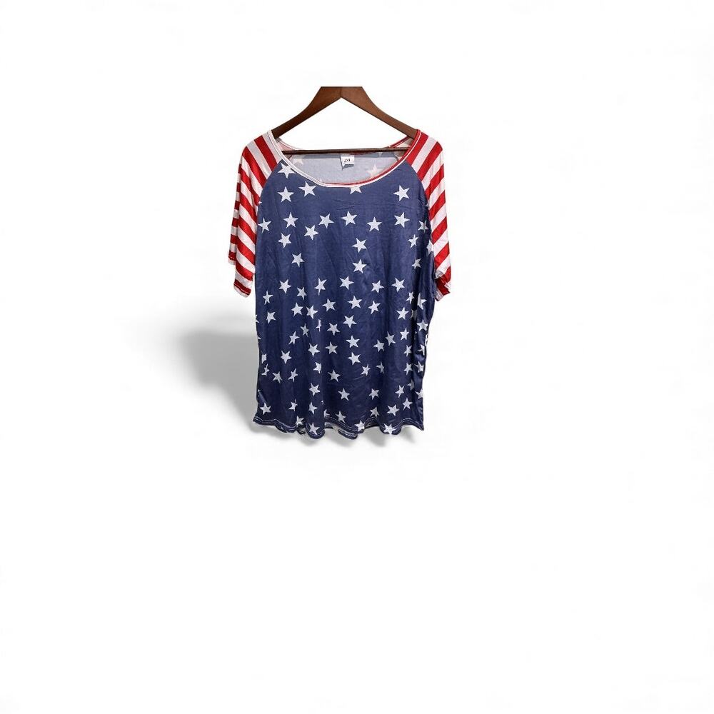 Women’s 2XL Stars Stripes American Flag Top Patriotic Tee 31